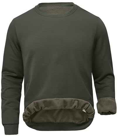 Tyhengta Mens Sweatshirt Winter Fleece Jumper Warm Pullover Tops Thick Sweatshirts Thermal Fleece Lined Sweater Army Green,L