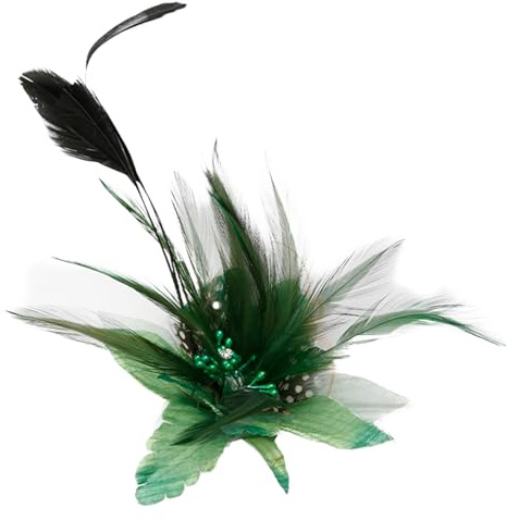 Hopzab Feather Hair Clip Fascinator for Women, Elegant Peacock Feather Clip Pin, Wedding Party Vintage Headpiece Accessory(Green)