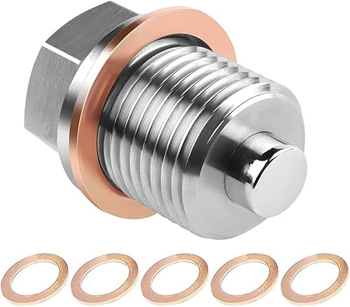 Wohlstand Tappo di Scarico Dell'olio Magnetico M18 x 1,5 con 5 Guarnizione in Rame,Dado di Scarico Della Coppa,Tappo Vite Dell'olio Acciaio Inossidabile per la Maggior Parte Delle Auto e Motociclette