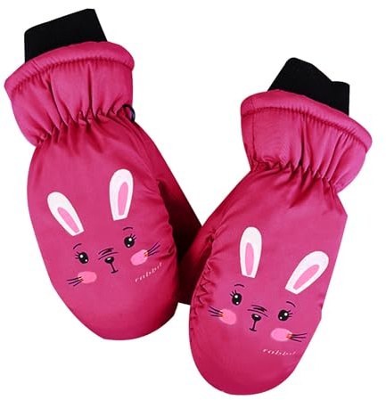 TwhqxjCN Kids Ski Mittens, Cute Animal Snow Gloves, Winter Thermal Snowboard Mittens, Child Warm Gloves for Outdoor Skiing Snowboarding Girls Boys Age 3-10 Years