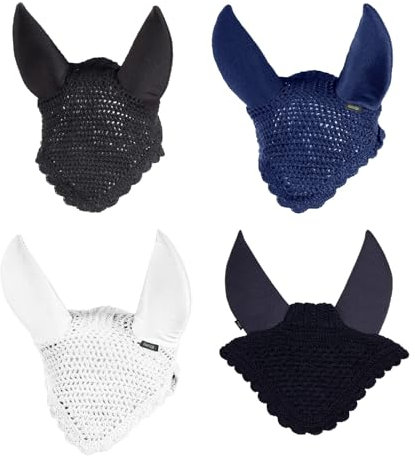 netproshop Geräuschdämpfende Fliegenhaube mit Neoprenohren, Fliegenohren für Pony oder Full, Groesse:Pony, Farbe:Schwarz