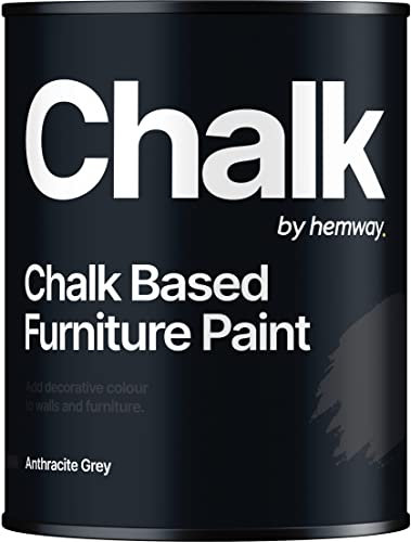 Hemway - Chalk Based Furniture Paint - Anthracite Grey 1 L | Chalky Matt Shabby Chic Finish for Interior & Exterior Home Decor | Quick Dry & All-in-one