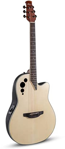 Applause Guitare Électro-Acoustique Elite AE44 Mid Cutaway - Corps Roundback Lyrachord profondeur moyenne - Préampli AP3TP - Table en Épicéa - Naturel Satiné - AE44-4S