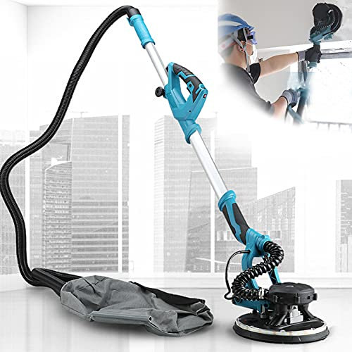 YNITJH Ponceuse Girafe Mur et Plafond 1800W,1000-2100RPM,5Vitesses Réglables,avec Disque Ponçage 20pcs,Lampe à LED,Tuyau de 2M pour Extraction de la Poussière et Sac à Poussière,220V