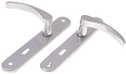 Aqbau® Poignée de porte longue plaque argentée | Poignée de porte | Poignée de porte | Poignée de porte | Ferrure de porte (BB Buntbart)