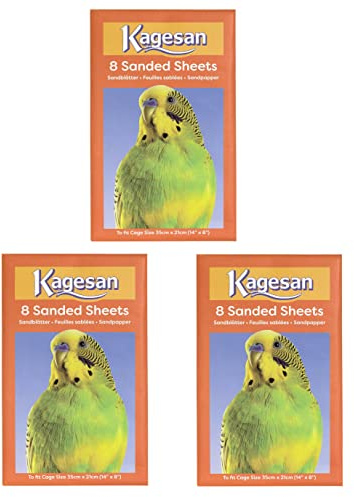 3 PACK KAGESAN ORANGE BIRD CAGE SAND PAPER SHEETS 24 SHEETS 35 X 21 CM 14 X 8