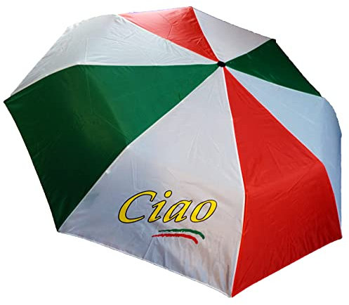 Italien Ciao Faltbarer Reise-Regenschirm - aus der Sammlung von italienischen Pride Produkten bei PSILoveItaly FBA (mehrfarbig)