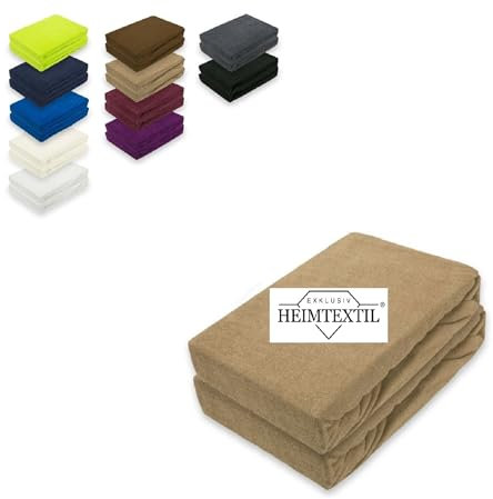 EXKLUSIV HEIMTEXTIL Doppelpack Marke Frottee Spannbettlaken Sand 70 x 140 cm