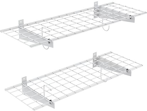 TORACK 2 Pack Garage Storage Wall Shelves, 15 x 45 Wall Mounted Wire Shelves for Garage Heavy Duty Wall Shelving(Pack of 2, White)