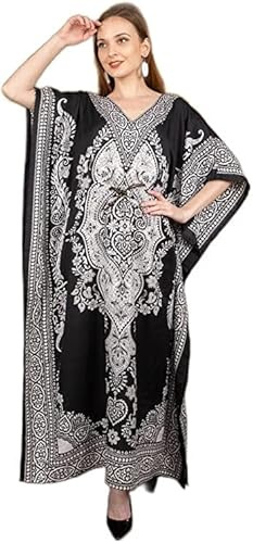 Art of Creation Vestido caftán Largo para Mujer, Talla Grande, Blanco, Talla única