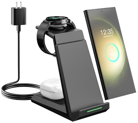 Wireless Charger for Samsung - Nanami 3 in 1 Charging Station for Multiple Devices, Fast Charger Stand for Galaxy S26 S25 S24 S23 Ultra S22 Z Flip Fold 7,Galaxy Watch 6/5/5 Pro/4/3, Galaxy Buds 2 Pro