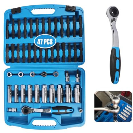47-tlg stoßdämpfer werkzeug Satz - PARAOUTIL Stoßdämpfer Federbein Domlager Werkzeug Stossdämpfer Werkzeug mit Ratsche Shock Absorb mit 1/2' Antrieb