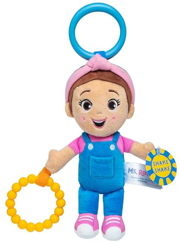 Ms. Rachel Official Sensory Take-Along Toy, Baby Swing & Baby Stroller Teething Toys with Rattle & Clip, Toddler Toys for Girls & Boys for Ages 3 Months-1+