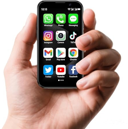 cofcvgs Mini Smartphone 3.0 Pouces, Téléphone 3G avec 2GB RAM 16GB ROM - Android 9.0, Reconnaissance Faciale, Batterie 900mAh pour Enfants (Noir)