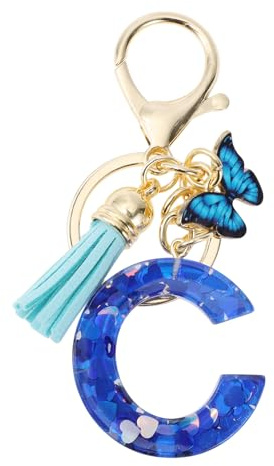 CAPASTEC Porte-Clés Papillon Initiale Bleu 1 Pc Pour Sac Maison