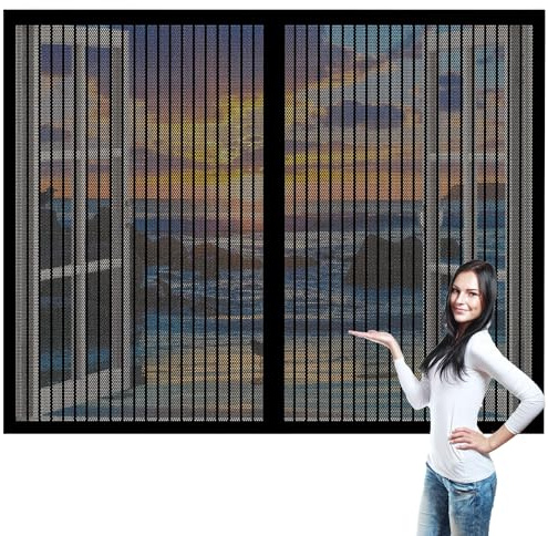 Zanzariera Finestra Magnetica su Misura 148 x 136 cm Tenda Anti-Insetti Zanzare Facile da Installare per Tutte Le Taglie Finestra O Porte, Nero
