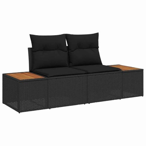 vidaXL Trädgårdsoffa Svart 184 x 62 x 85cm konstrotting