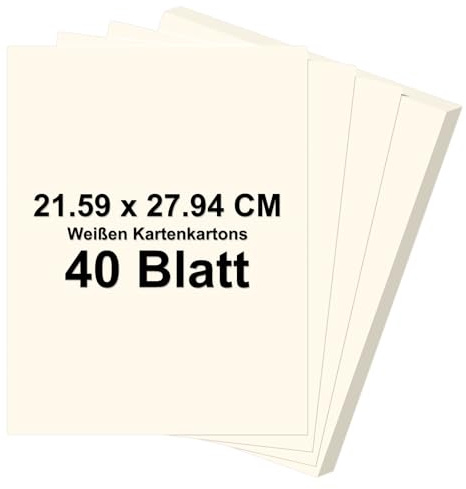 Creme Weiß Bastelkarton 21.59 x 27.94 CM, Kartonpapier Druckerpapier, 40 Blatt Creme Weiß Bastelpapier für Bastelarbeiten, Kunsthandwerk, Visitenkarten, Einladungen, DIY-Kartenherstellung