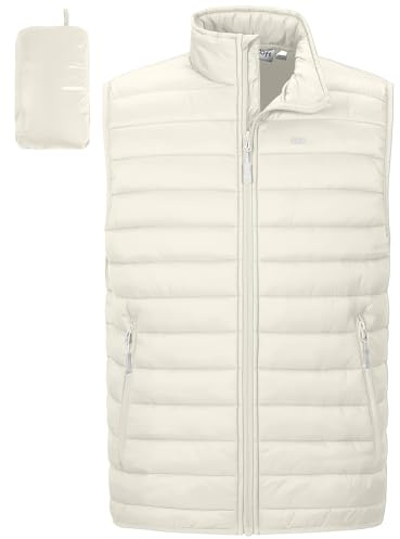 33,000ft Men's Packable Puffer Vest Quilted Gilet with 5 Pockets | Lightweight, Water Resistant, Windproof, Machine Washable, Soft, Padded, for Outdoor Hiking Traveling