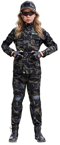 Genérico Traje Militar Para Niños Y Niñas Al Aire Libre Ropa Táctica Conjunto Conjunto De Entrenamiento Superior Y Bajo Para Juegos De Rol De Carnaval, Negro , 140 cm