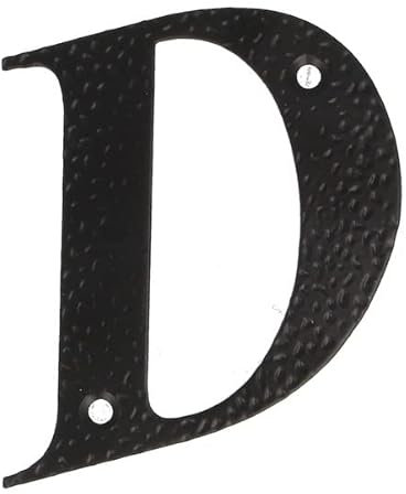 Amig - Letra D para Casas o Portales - 100 x 97 mm - Para Paredes o Muros Exteriores de Viviendas - De Acero Acabado en Negro Epoxi - Estilo Forja - Incluye Tacos y Tirafondos