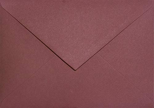 Netuno 25 Briefumschläge Bordeaux DIN C6 114x 162 mm 120g Keaykolour Carmine farbige Briefumschläge Recycling bunte Umschläge C6 Ökopapier Kuverts für Hochzeits-Einladungen Papierumschläge elegant