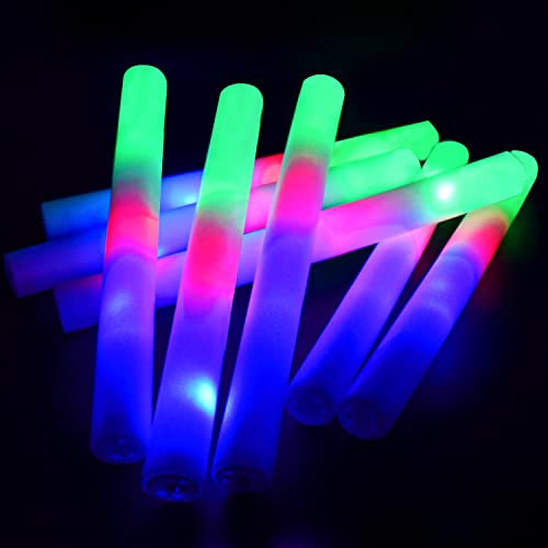 M.best 30 Stück Leuchtstab LED, Bunte blinkende Glow in the Dark Wands Schaumstoffstäbchen mit 3 Modi Partyzubehör für Hochzeit, Geburtstag, Weihnachten, Halloween, Raves