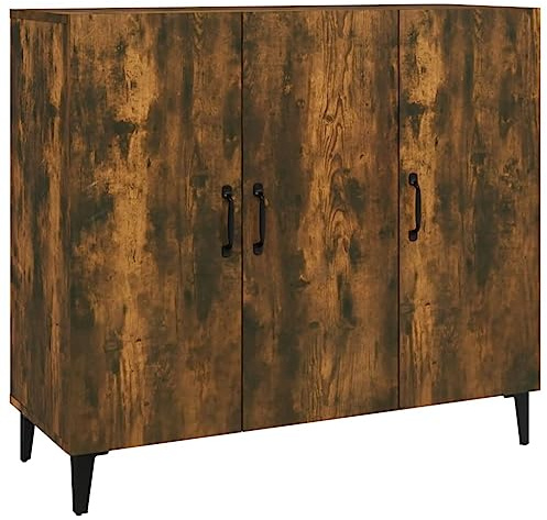 vidaXL Sideboard Living Room Furniture Cupboard Storage Cabinet Highboard Home Organiser Console Telephone Cabinet Smoked Oak Engineered Wood