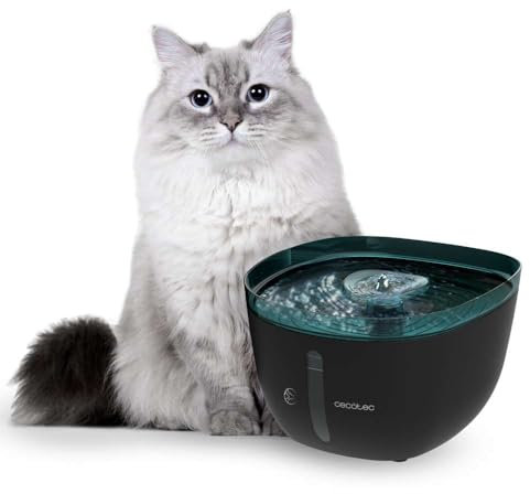 Cecotec Bebedero Fuente Automática para Mascotas Pumba 2200 Refresh. Capacidad de 2 litros, Incluye Filtro y Luz Interior, Nivel de Agua Visible, Silencioso, Diseño en Cascada, Fácil de Limpiar
