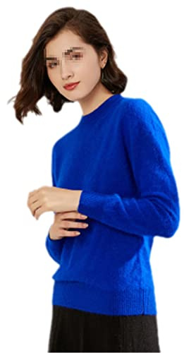Alloaone Suéter de cachemira para mujer, ropa cálida, jersey de moda, azul, XL
