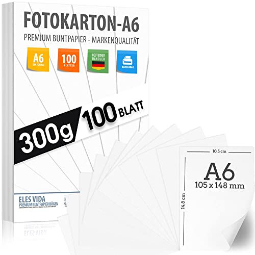 Fotokarton A6 - Blanko Postkarten - WEIß 300g/m² Blanko- PREMIUM PAPIER Zeichenpapier - unbedruckt für Karteikarten, Präsentationen, Basteln, DIY Dickes Papier - Uni Lernen, Karton MADE IN GERMANY