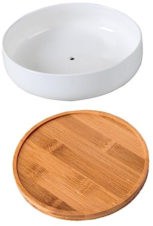 Yardwe Keramik- -Blumentopf Weiße Blumentöpfe Heimdekoration Runder Übertopf Neuartiger Sukkulenten-Topf Sukkulenten-Blumentopf Fenster-Übertopf Garten-Übertopf