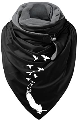 Dinnesis Wickeln Sie Frauen, die weiche Schals drucken, beiläufige Tücher, knöpfen Sie warmen Mode-Schal Schal Mit Mütze (G, One Size)