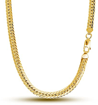 Dankadi Collana a spina di pesce serpente 6 mm in 925 argento, catena piatta Choker maglia serpentina 18-26 per uomo e donna