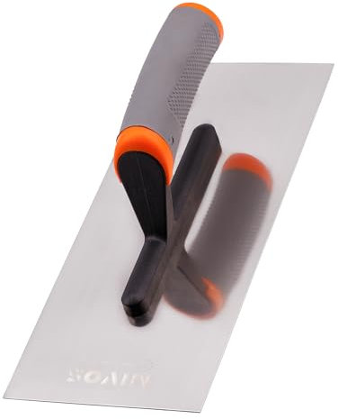 MIVOS Edelstahl Glättekelle 280 x 120 mm - Rostfreie Putzkelle mit ergonomischem Softgriff - Glättbrett für Putz- und Maurerarbeiten - Glättscheibe - MADE IN EU