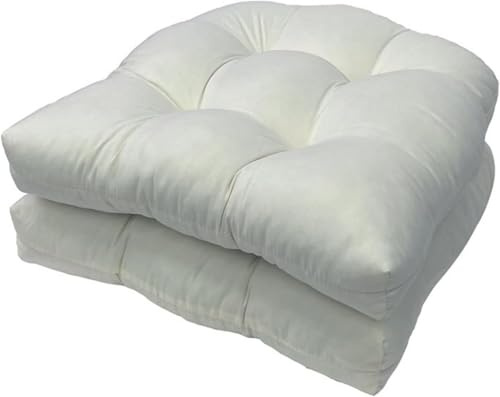 Lot de 2 coussins en forme de U pour canapé,coussin de chaise de rechange en rotin,coussin de siège en osier,coussin de chaise pour intérieur/extérieur,coussin de chaise de patio-White||48*48CM