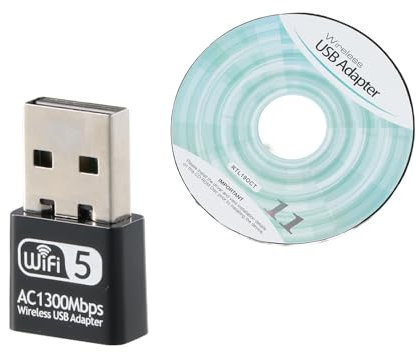 WiFi USB para Pc, Adaptador Wi-Fi AC1300Mbps, Antena WiFi USB Doble Banda 5.8GHz y 2.4 GHz, Adaptador de Red inalámbrico para PC Compatible con Windows 11/10/8/7