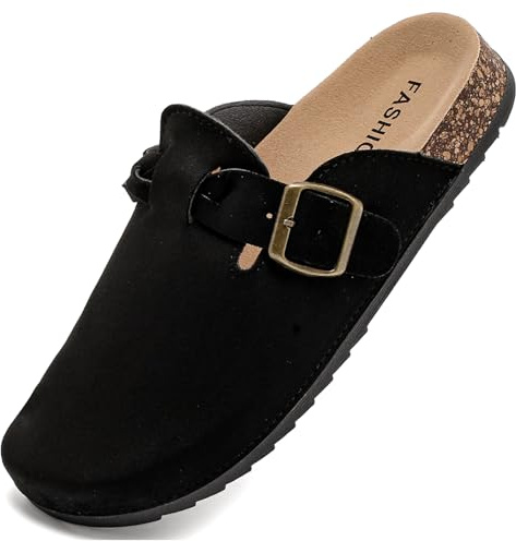 Otoepazm Unisex Clogs Pantoletten mit Kork Leder Hausschuhe Gartenschuhe mit Premium Fußbett