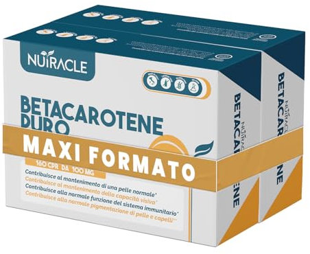 Nutracle Betacarotene 320 compresse | Integratore di Beta-Carotene e Rame per Abbronzatura Forte | Sostegno per la Vista Alta Concentrazione di Pro Vitamina A