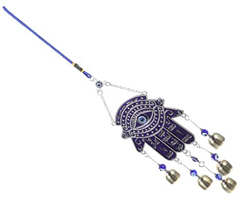 POPETPOP Carillon À Vent en Métal avec Motif De Main De Palmier Et Mauvais Œil Décoration Dextérieur À Suspendre Décoration Murale pour La Maison