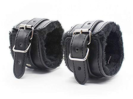 BONDAGERIE® Manette per coppia Nero in ecopelle, regolabile tramite cinturino, accessorio uomo donna lui lei