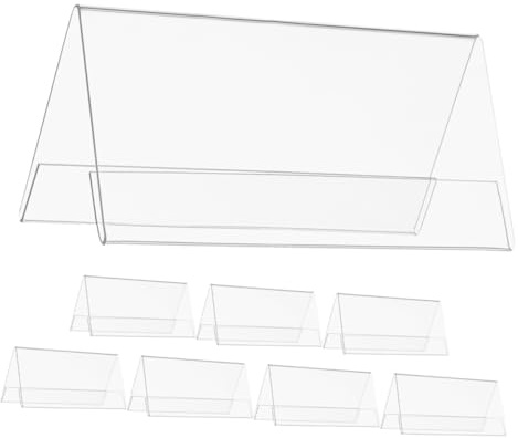 TOBBOMEY 8 pièces Plaques Nominatives Acryliques Transparentes Porte-étiquettes de Table Résistant Aux Chocs Supports Réutilisables pour Bureaux Événements et Formations