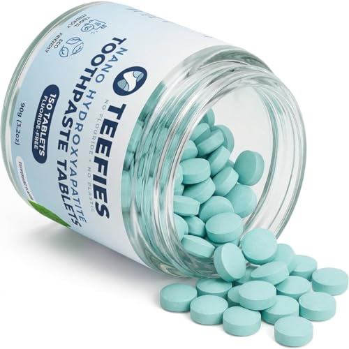 Teefies Nano Hydroxyapatite Toothpaste Tablets – Fluoride-Free, Plastic-Free Oral Care, Peppermint Flavour, Travel Friendly, 150 Tablets
