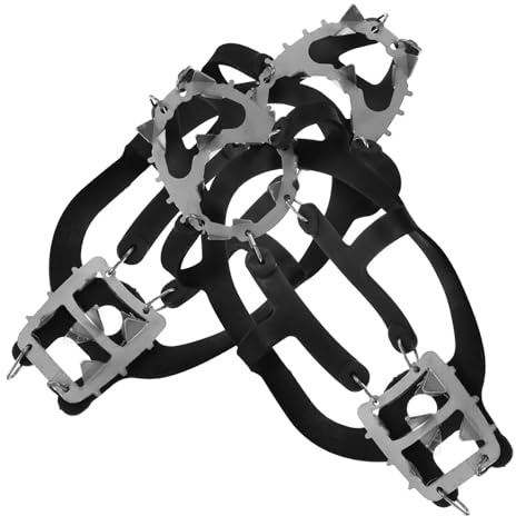 grampones Stainless Steel Crampons 18 Teeth Design Anti Skid Lightweight Portable Ice Cleats For Outdoor Winter Shoes TPR Strap para Senderismo Invernal