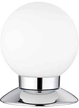 Reality Leuchten LED Tischleuchte, Metall Chrom, Glas opal weiß matt, inkl. 3 Watt LED, R52551906 Princess, 10 x 10 x 13 cm