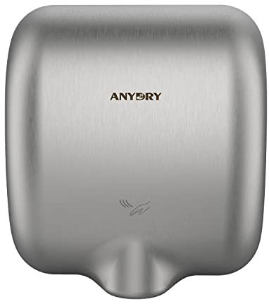 anydry 2800 Klassisch Elektrischer Händetrockner Automatisch 8-12 Sekunden Schnell Trocken Wandmontage Gebürstet Edelstahl 1400-1650W.