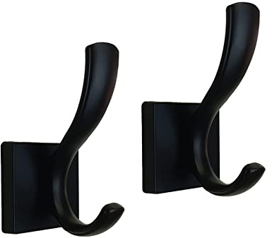 UNHINT Black Coats Towels Hooks,Towel Robe Clothes Coat Hooks,Heavy Duty Wall Mount Hooks for Bath Bedroom Kitchen Pool Garage Hotel,2 Pack