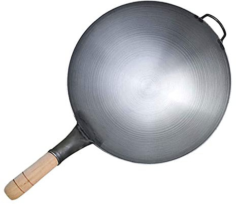 COTBY Cast Iron Wok, Woks and Stir Fry Pans, Chinese Wok with Round Bottom Wok, Stir-Fry Pan,Saute Pan, Professional Large Wok, Multipurpose Wok,40cm/16 inch ()