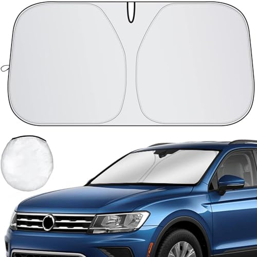 Ventdest Parasol Coche Delantero, Parasol Luna de Coche para Protección Rayos UV, Parasol para Parabrisas de Coche, Protector Solar para Coche/SUV/Camionetas/Todoterrenos (142 x 80 cm)