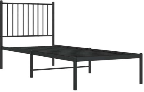 vidaXL Sängram med huvudgavel metall svart 80x200 cm, säng, metallsäng, metall sängram, sängar, metallsängar, metall sängramar, gästsäng, gästsängar